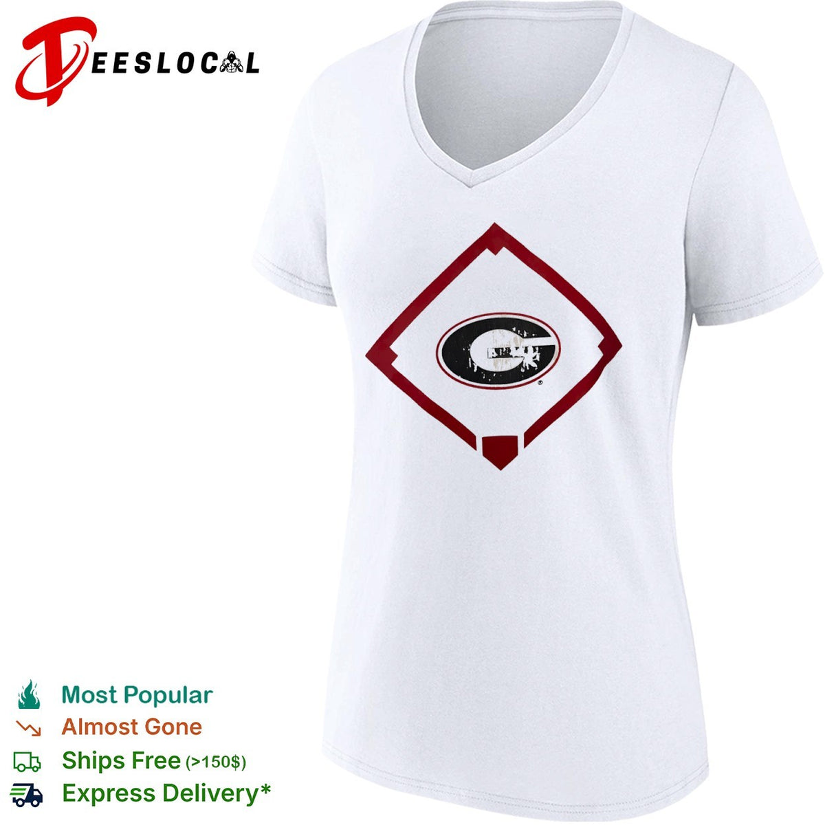 Georgia Bulldogs Logo with Baseball Diamond Field shirt