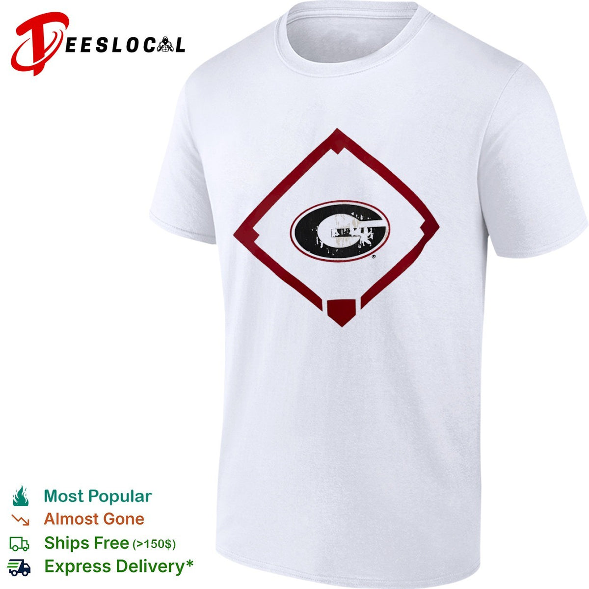 Georgia Bulldogs Logo with Baseball Diamond Field shirt