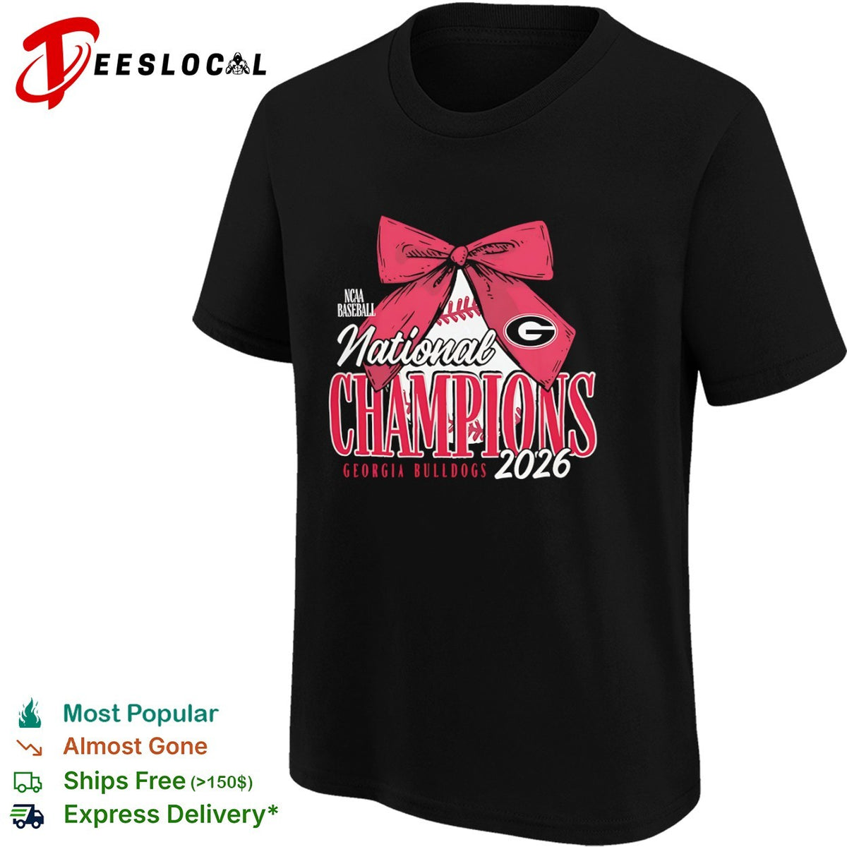 Georgia Bulldogs NCAA Baseball National Champions 2026 Bow Logo shirt