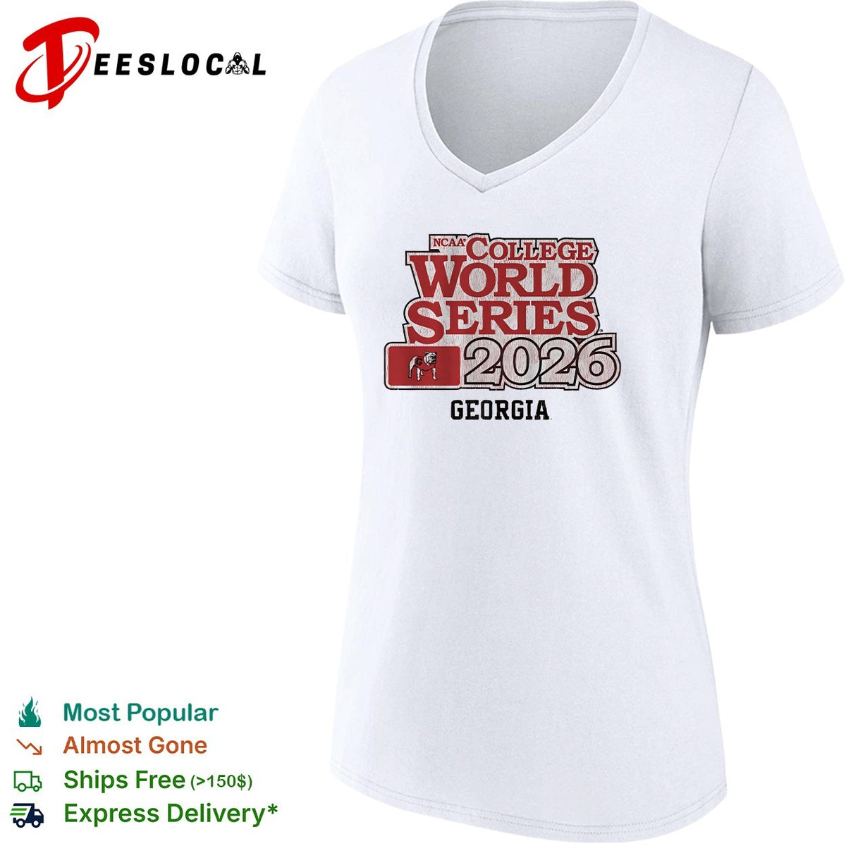 Georgia Bulldogs NCAA College World Series 2026 Official Logo Text Design shirt