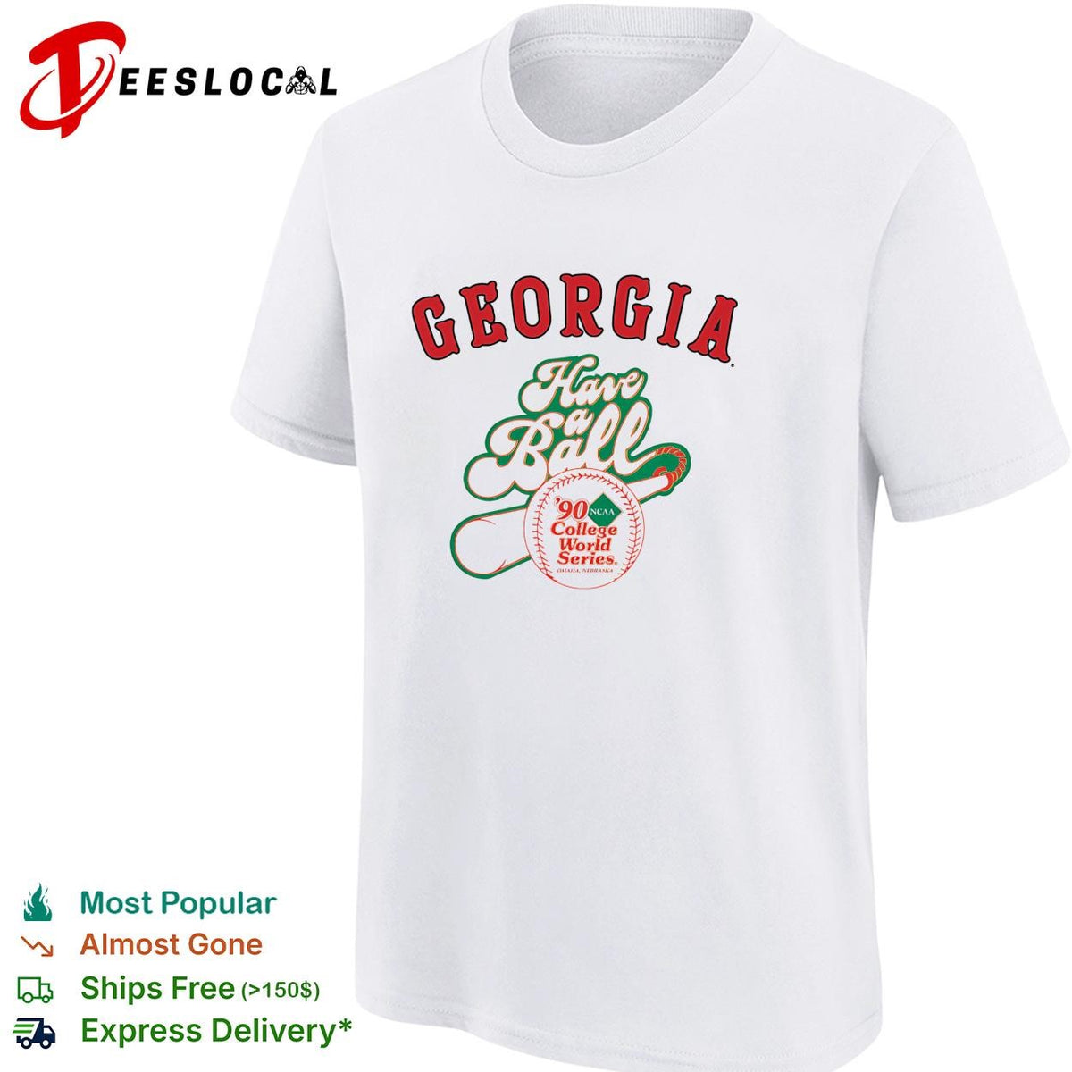 Georgia Bulldogs have a ball 1990 NCAA College World Series baseball shirt