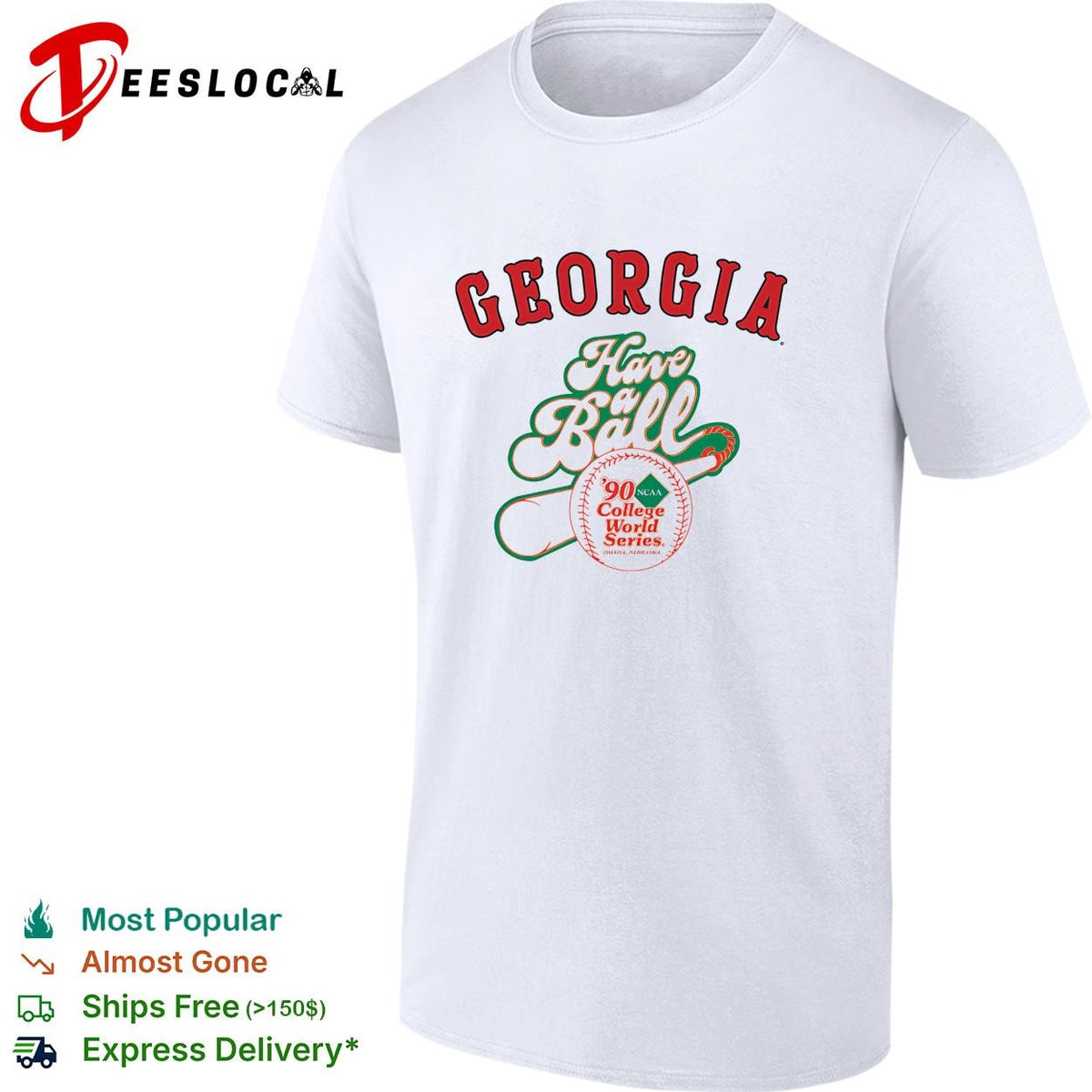 Georgia Bulldogs have a ball 1990 NCAA College World Series baseball shirt