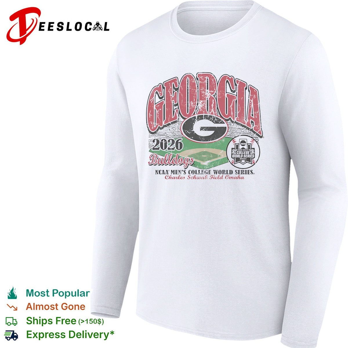Georgia Bulldogs stadium 2026 NCAA Mens College World Series Charles Schwab Field Omaha shirt