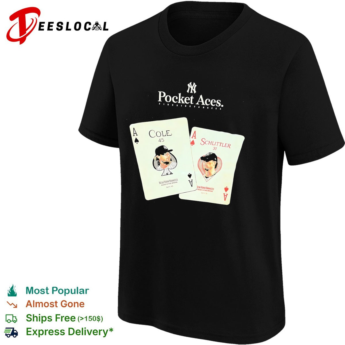 Gerrit Cole and Danny Schlittler New York Yankees Pocket Aces MLB parody shirt