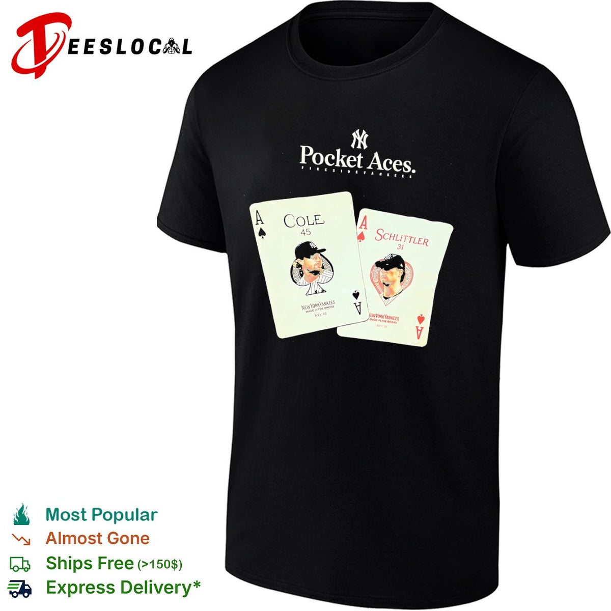 Gerrit Cole and Danny Schlittler New York Yankees Pocket Aces MLB parody shirt