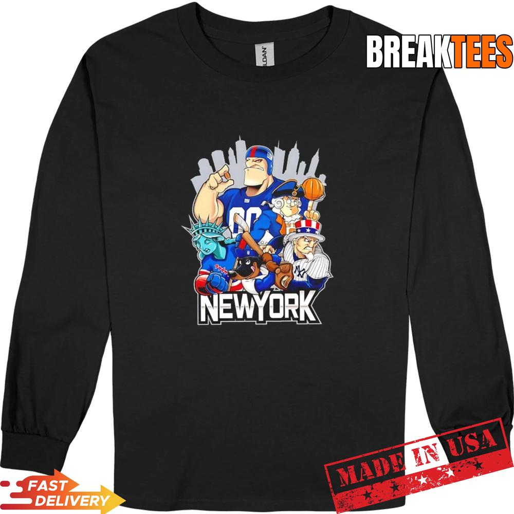 Giants Yankees Rangers Dodgers and Mets New York city skyline mascot T-Shirt