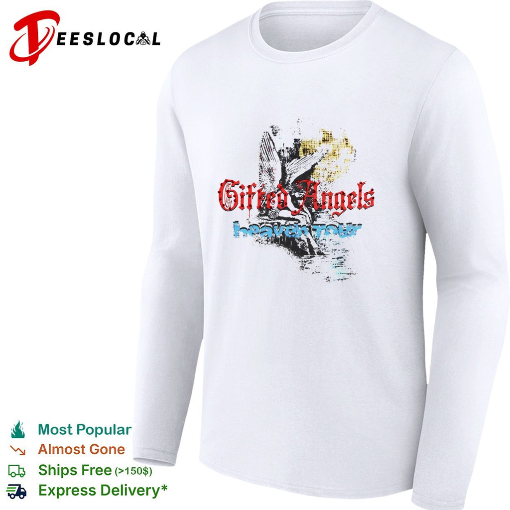 Gifted Angels heaven tour Rhinestone Bedazzled Celestial Moon Wings Gothic shirt