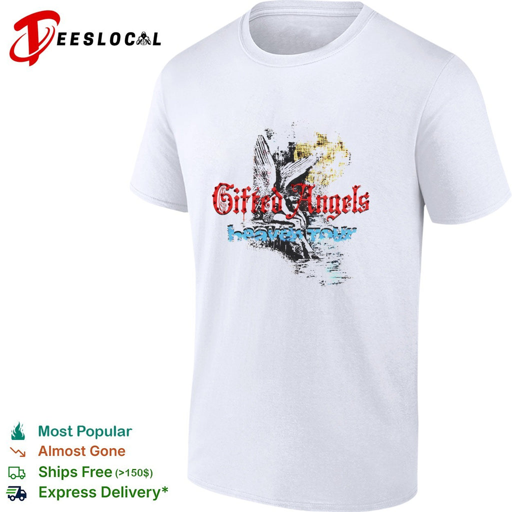 Gifted Angels heaven tour Rhinestone Bedazzled Celestial Moon Wings Gothic shirt