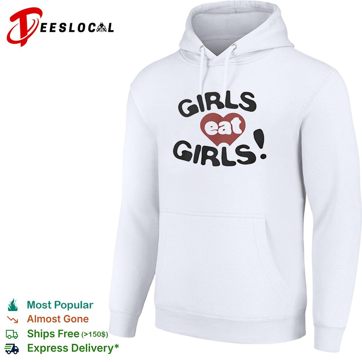 Girls eat girls text red heart aesthetic print design minimalist shirt
