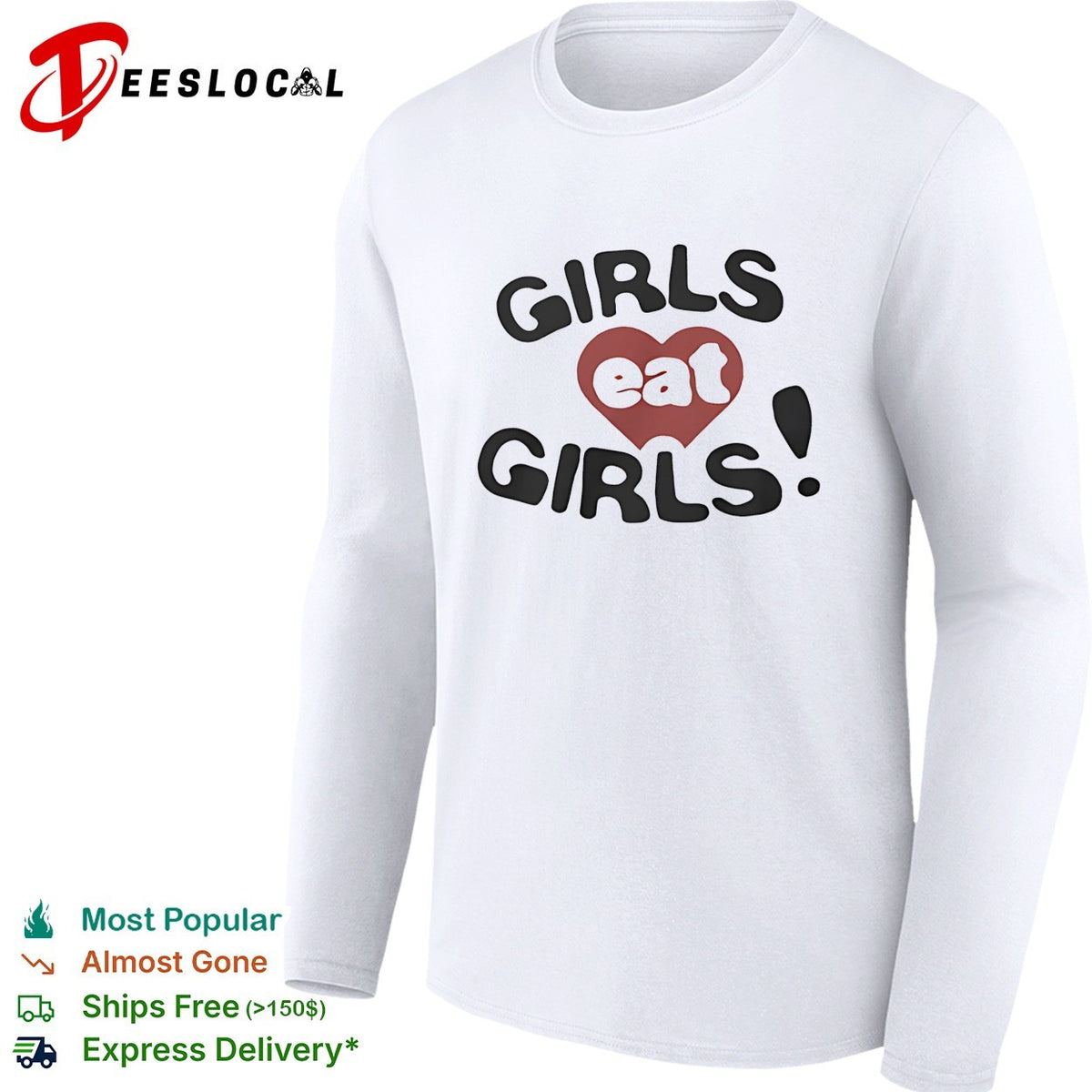 Girls eat girls text red heart aesthetic print design minimalist shirt