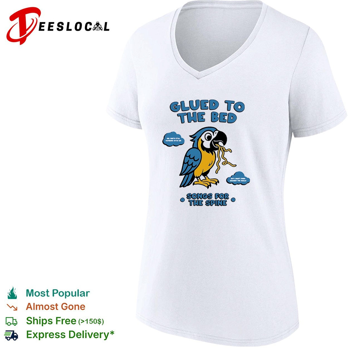 Glued to the bed parrot songs for the spine album art shirt