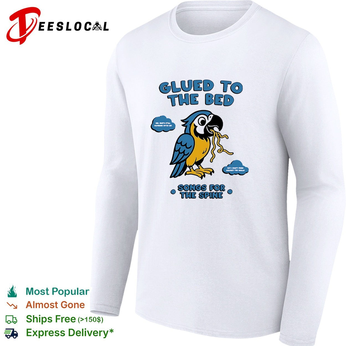Glued to the bed parrot songs for the spine album art shirt