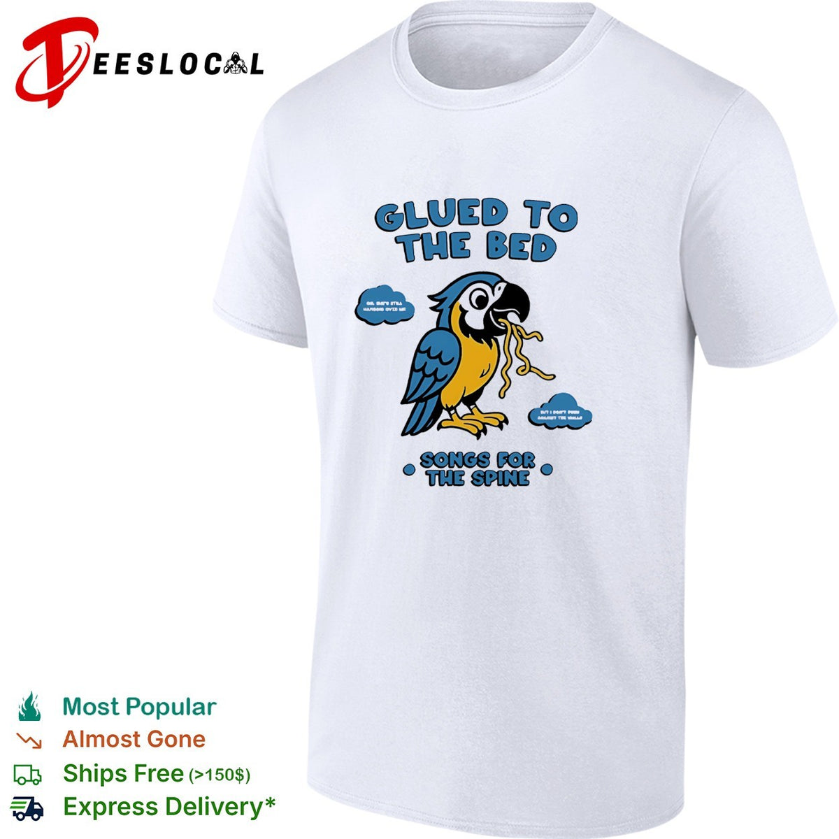 Glued to the bed parrot songs for the spine album art shirt