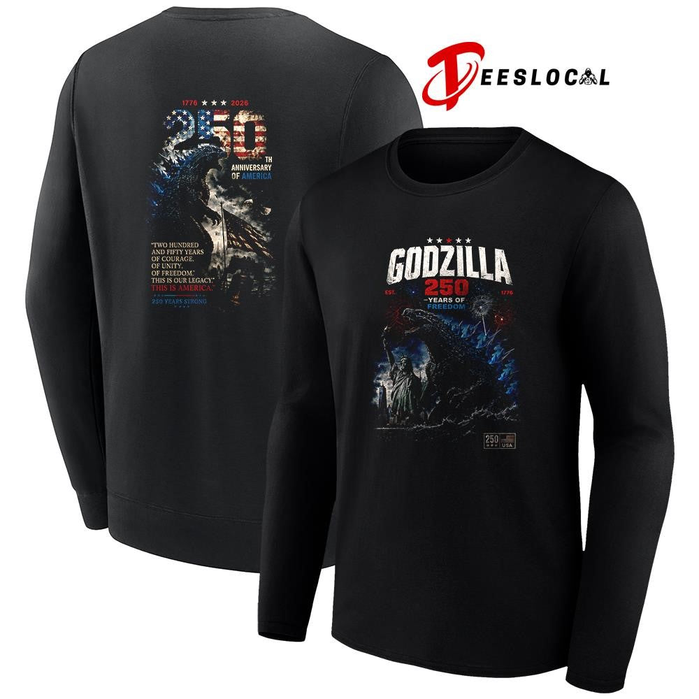 Godzilla 250 years of freedom two hundred and fifty years of courage of unity graphic shirt