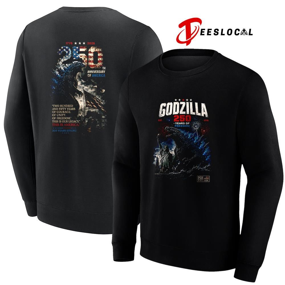 Godzilla 250 years of freedom two hundred and fifty years of courage of unity graphic shirt