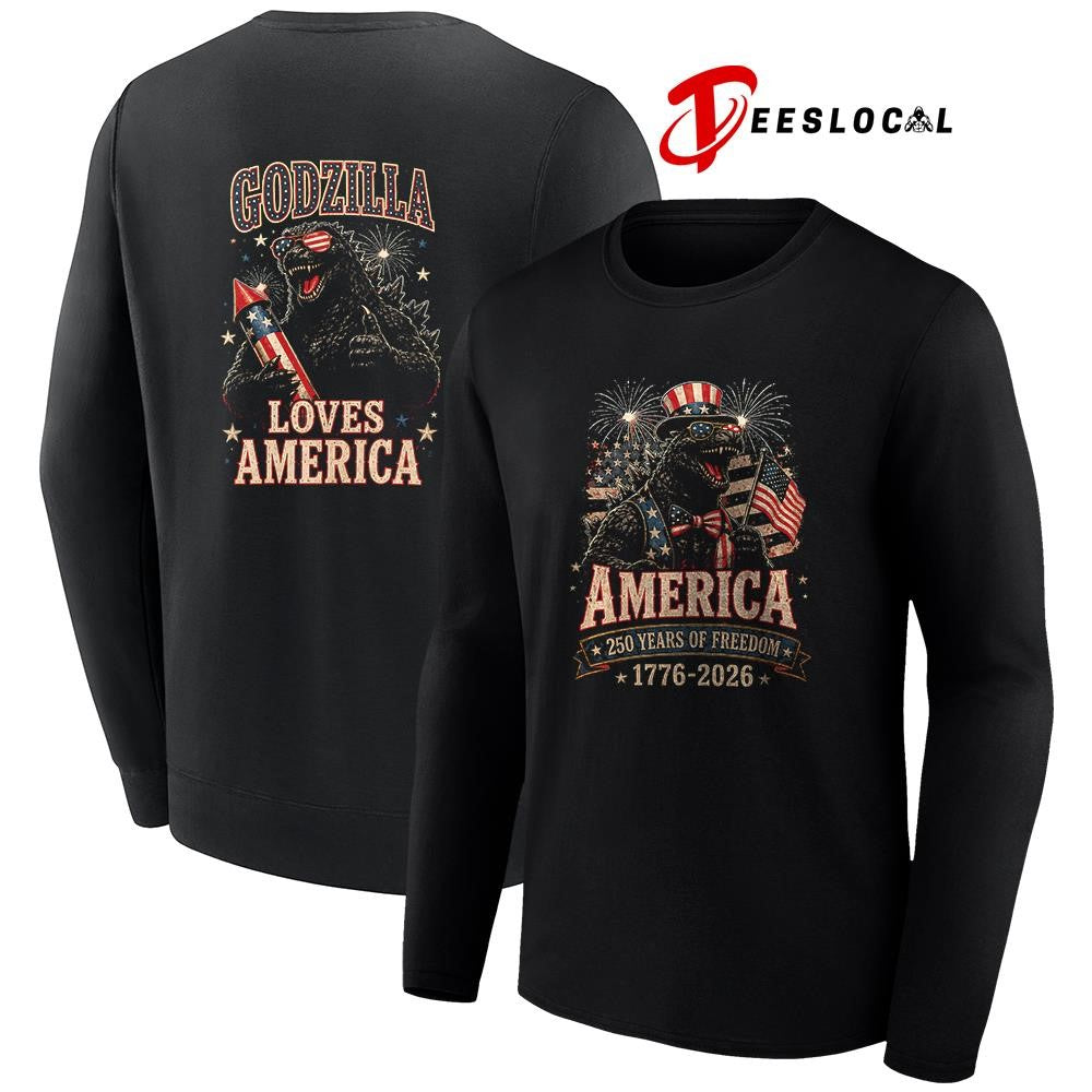 Godzilla America 250 years of freedom loves America shirt