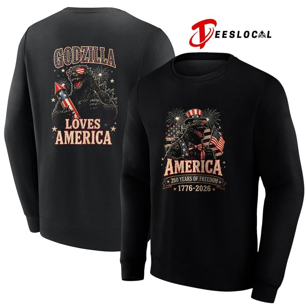 Godzilla America 250 years of freedom loves America shirt