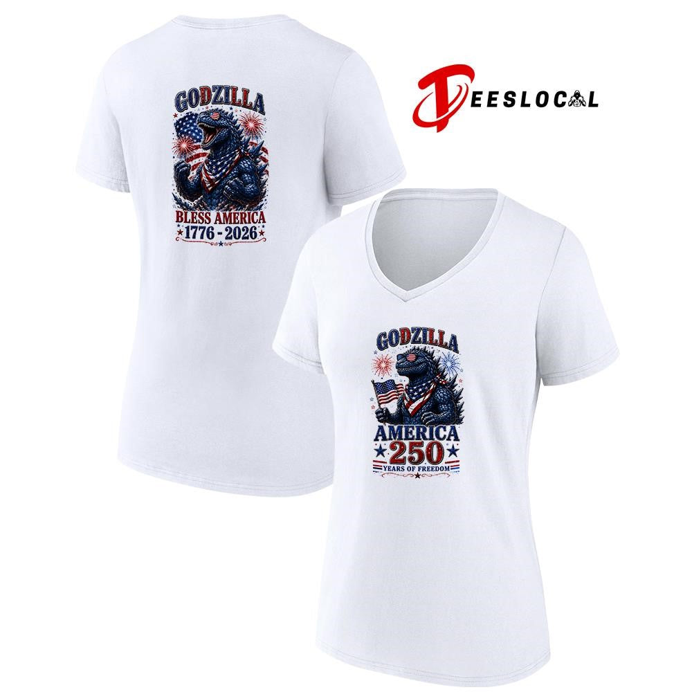 Godzilla bless America 250 years of freedom graphic shirt