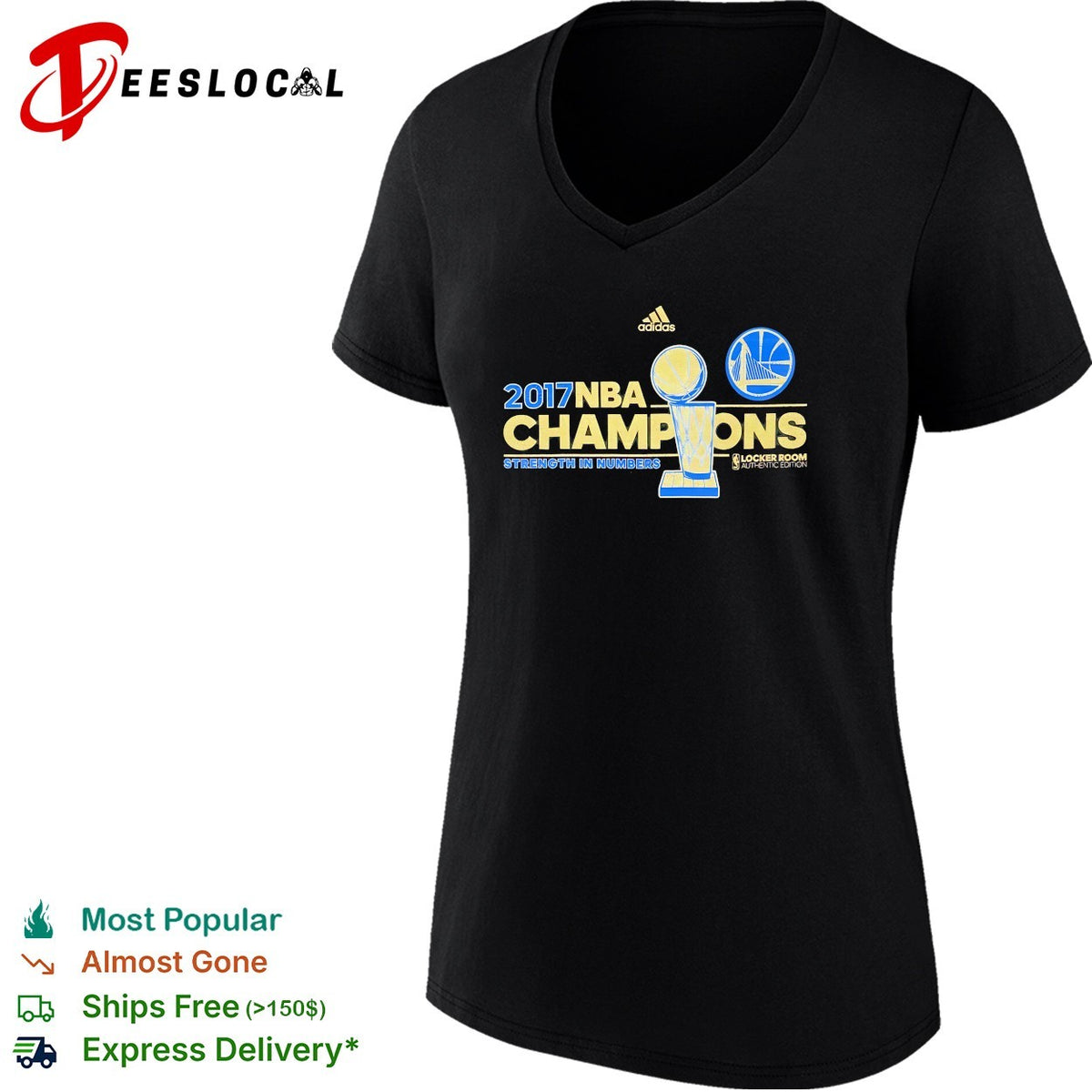 Golden State Warriors 2017 champions strength in numbers trophy locker room shirt