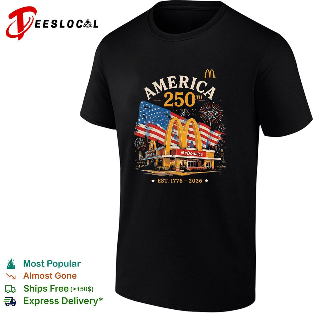 Golden arches restaurant America 250th anniversary fireworks poster shirt