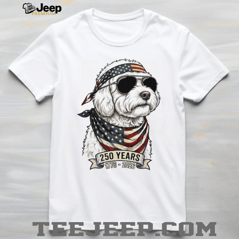 Goldendoodle Dog 250 Years US Patriotic Bandana T Shirt