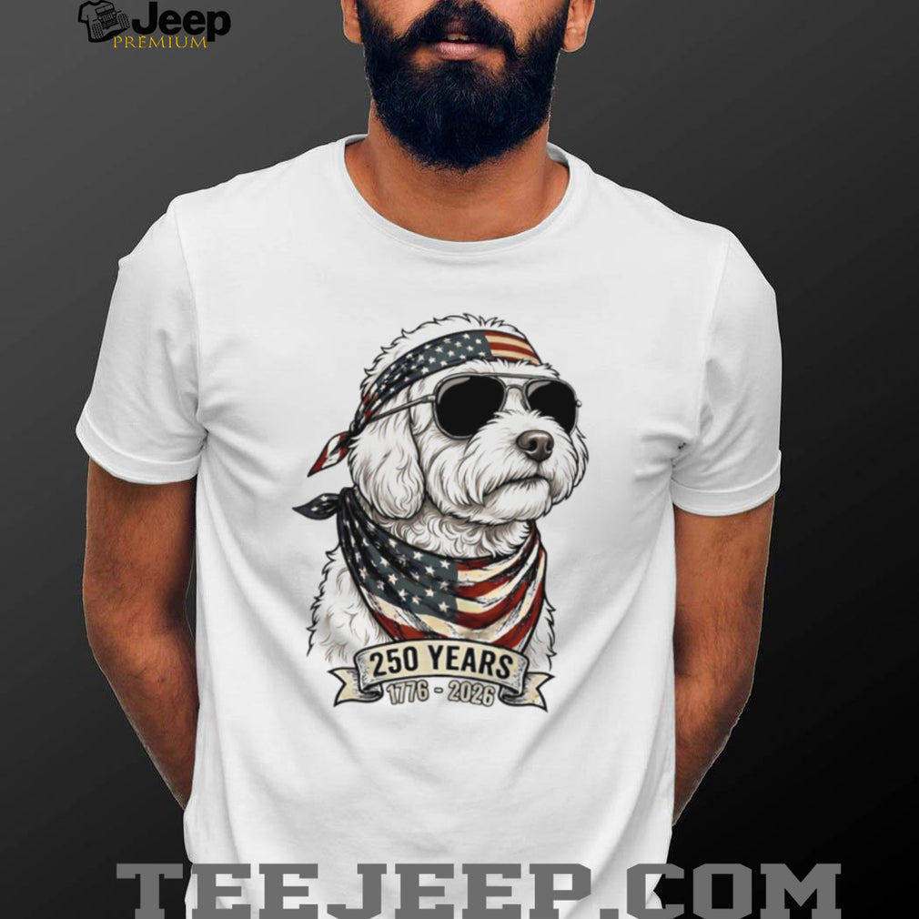 Goldendoodle Dog 250 Years US Patriotic Bandana T Shirt