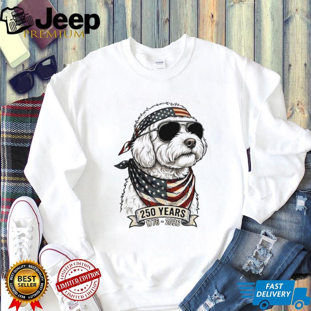 Goldendoodle Dog 250 Years US Patriotic Bandana T Shirt