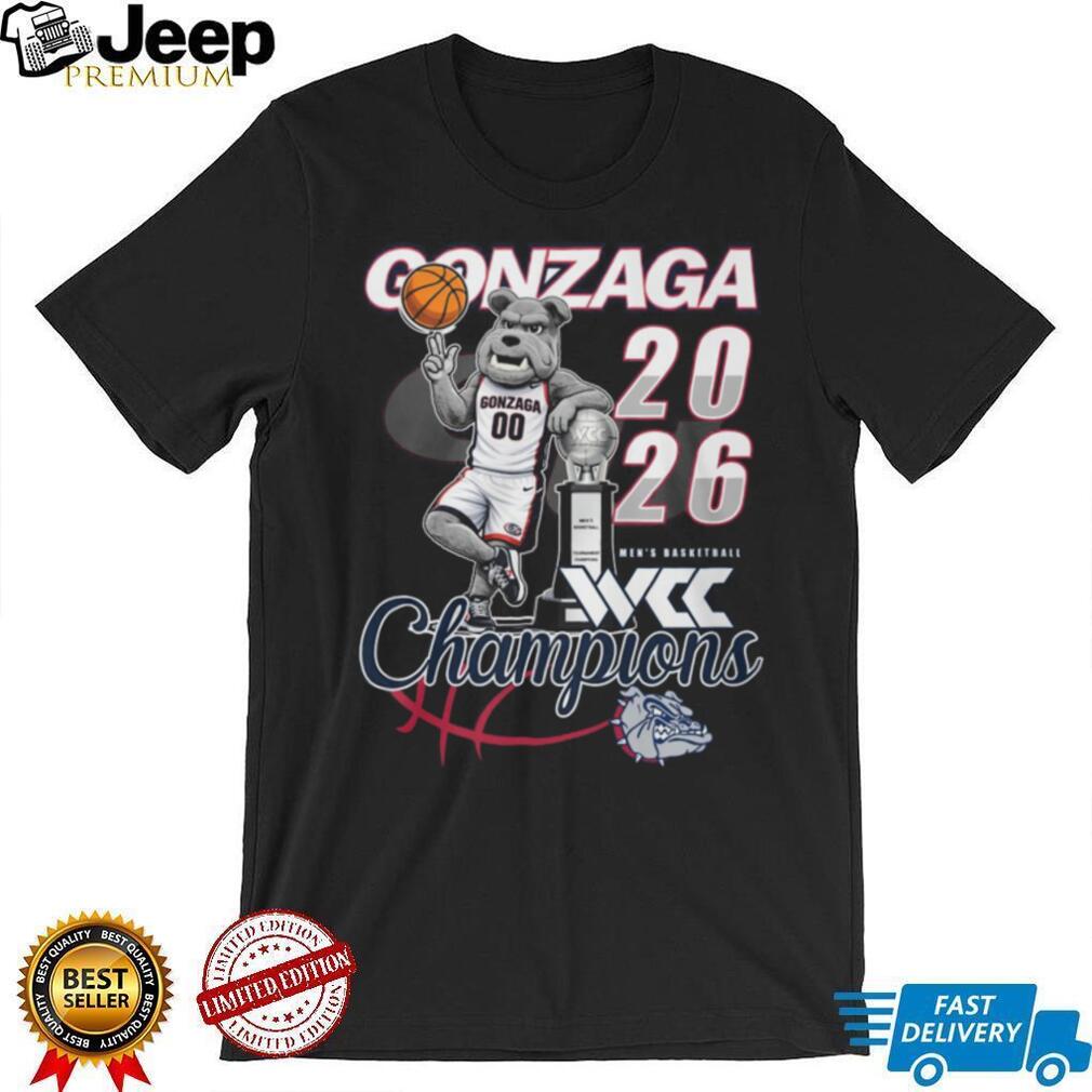 Gonzaga Bulldogs 2026 WCC Basketball Champions Mascot Trophy Graphic T Shirt