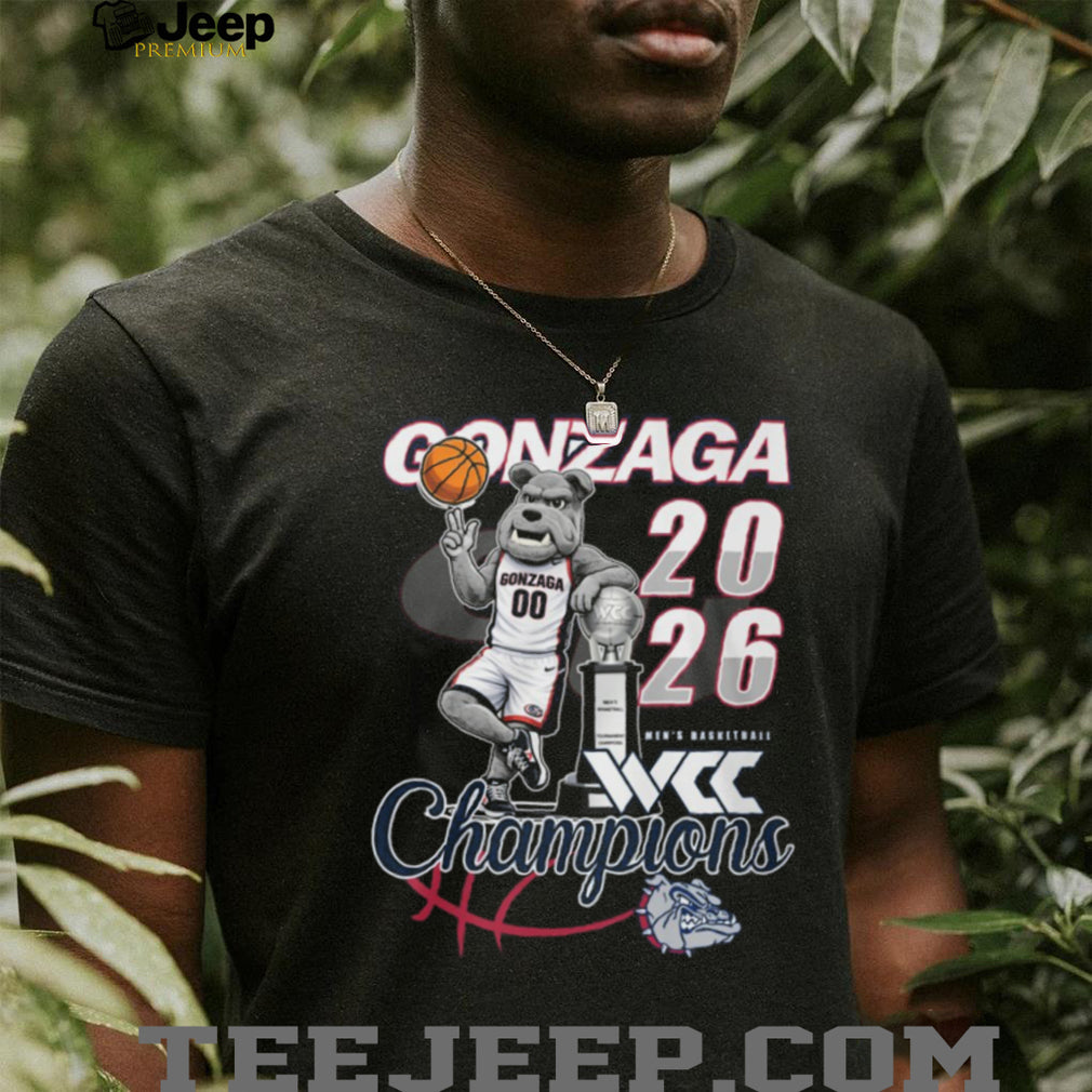 Gonzaga Bulldogs 2026 WCC Basketball Champions Mascot Trophy Graphic T Shirt