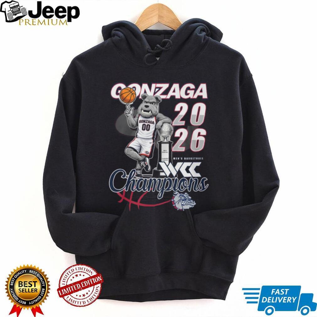 Gonzaga Bulldogs 2026 WCC Basketball Champions Mascot Trophy Graphic T Shirt