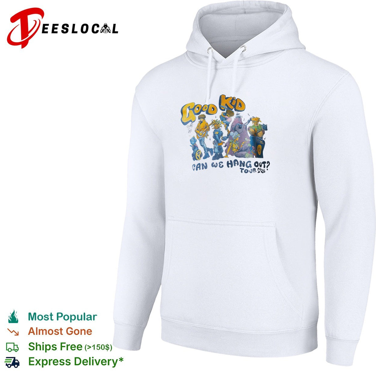 Good Kid can we hang out tour 2026 cartoon characters music shirt