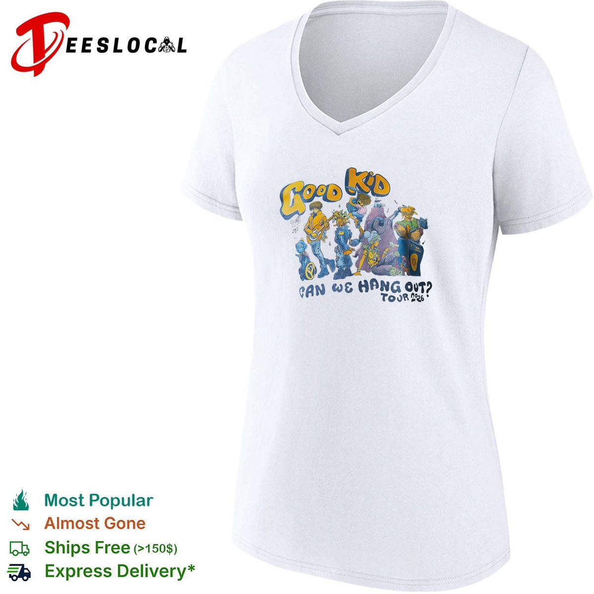 Good Kid can we hang out tour 2026 cartoon characters music shirt