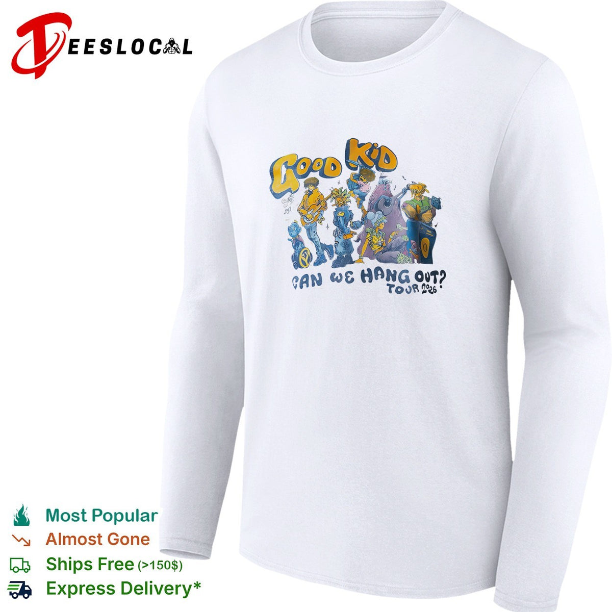 Good Kid can we hang out tour 2026 cartoon characters music shirt