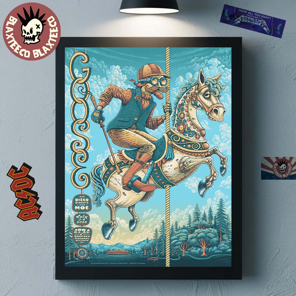 Goose Saratoga Springs New York 2026 Event Poster At Saratoga Performing Arts Center On July 3 And 4 2026 With Disco Biscuits And MOE Decor Poster Canvas