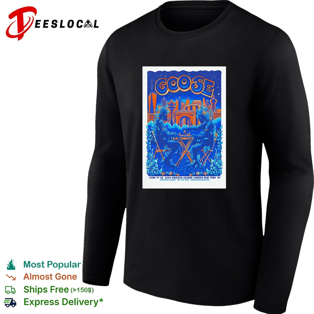 Goose band concert poster art Madison Square Garden New York June 2026 graphic shirt