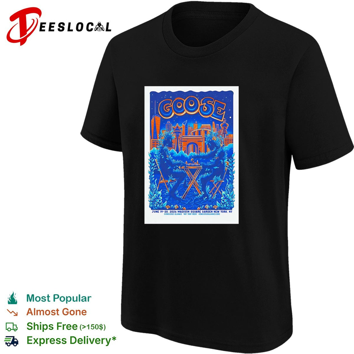 Goose band concert poster art Madison Square Garden New York June 2026 graphic shirt