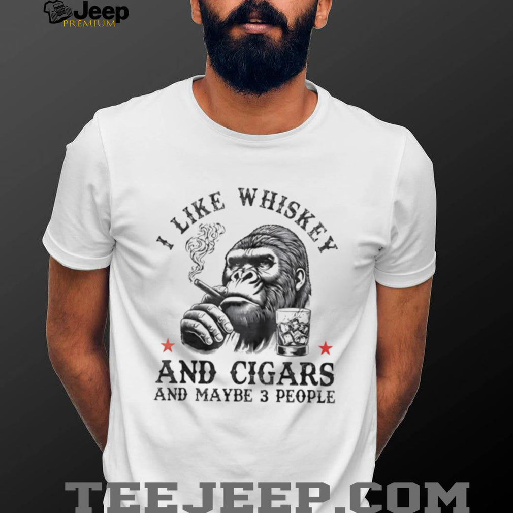 Gorilla I Like Whiskey And Cigars And Maybe 3 People Retro Graphic T Shirt