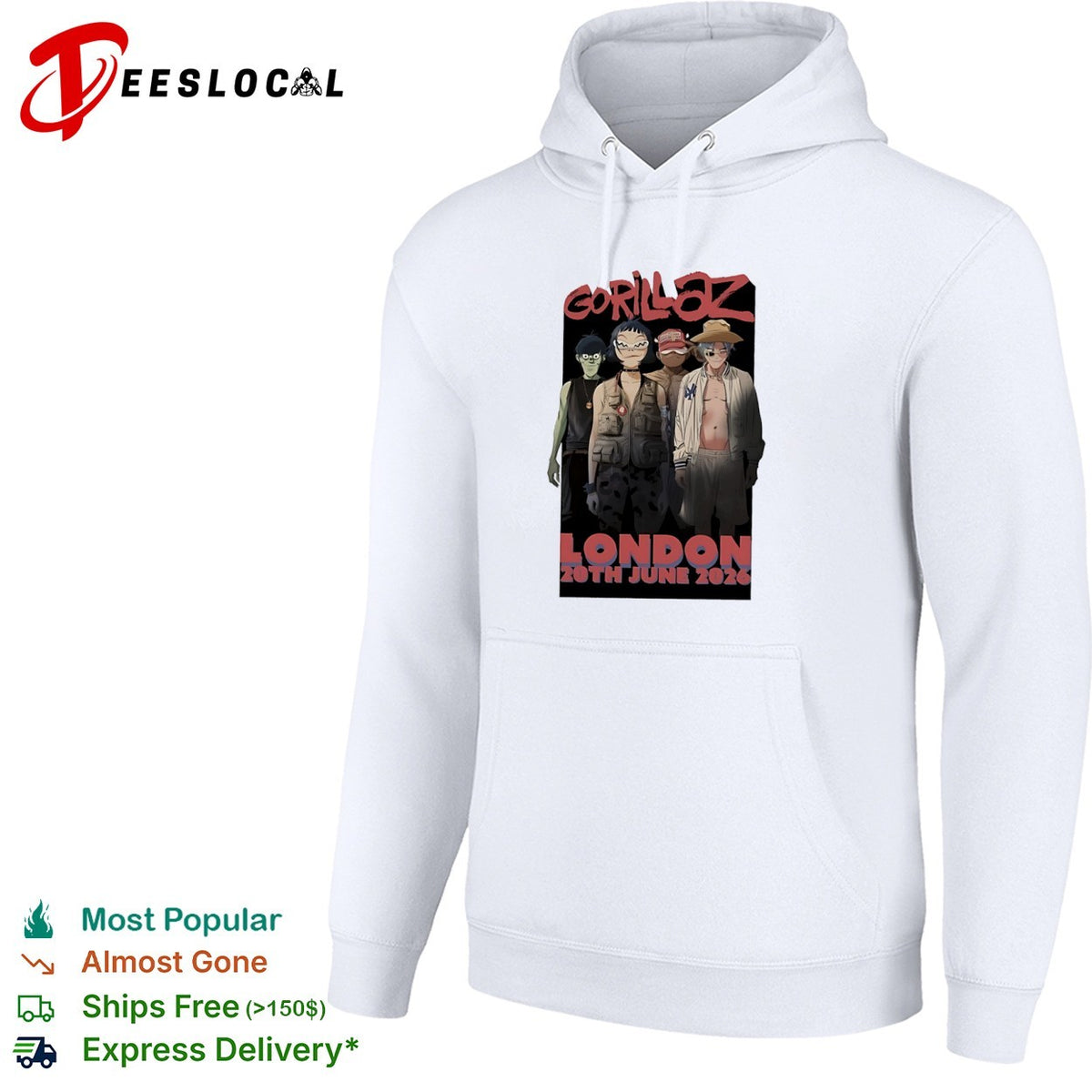 Gorillaz London 20th June 2026 Murdoc Noodle Russel shirt