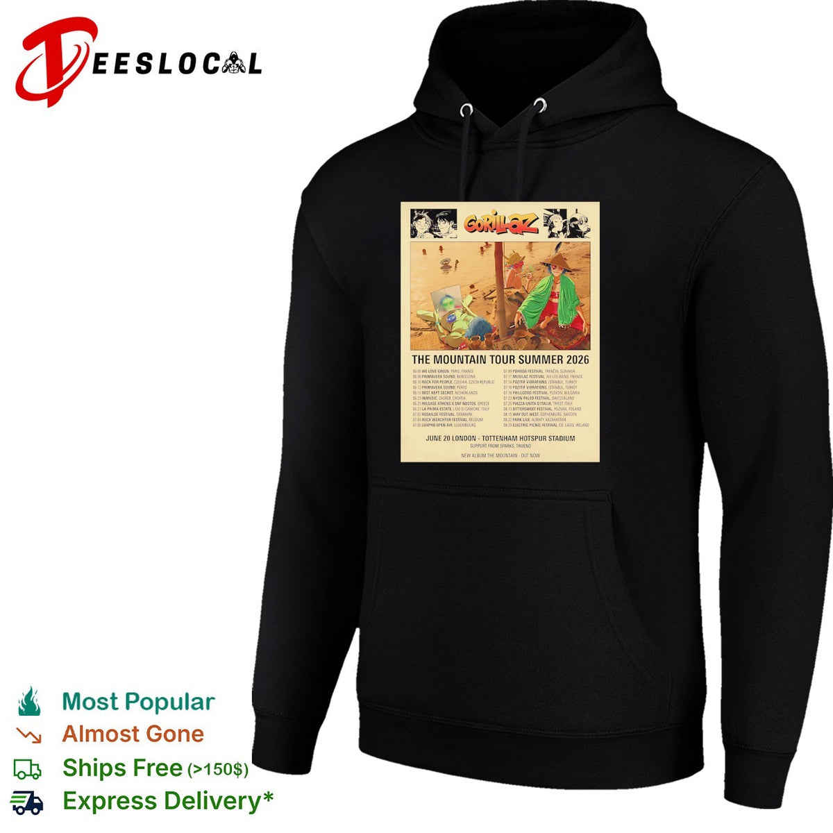 Gorillaz The Mountain Tour Summer 2026 Europe And UK Schedule Dates shirt