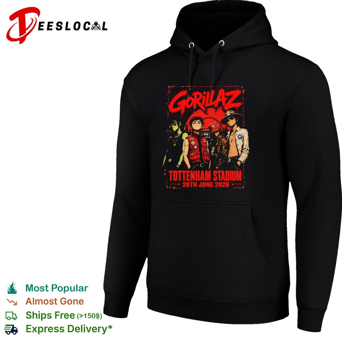 Gorillaz Tottenham Stadium 20th June 2026 shirt