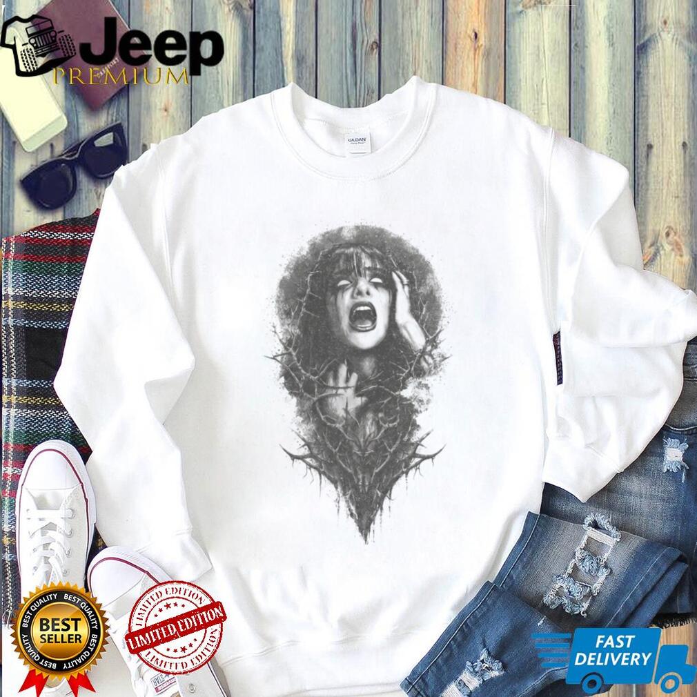 Gothic Horror Screaming Woman Thorn Crown Dark Art T Shirt