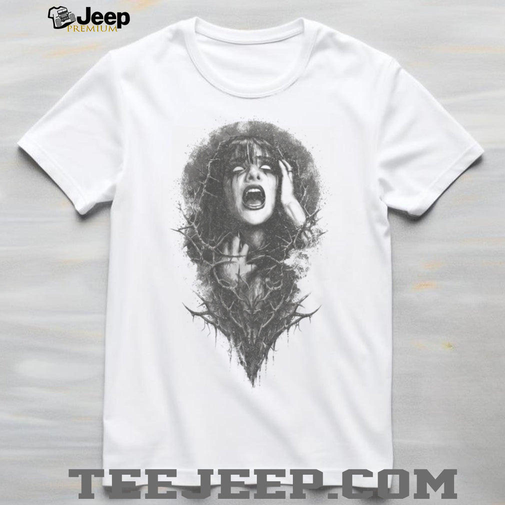 Gothic Horror Screaming Woman Thorn Crown Dark Art T Shirt