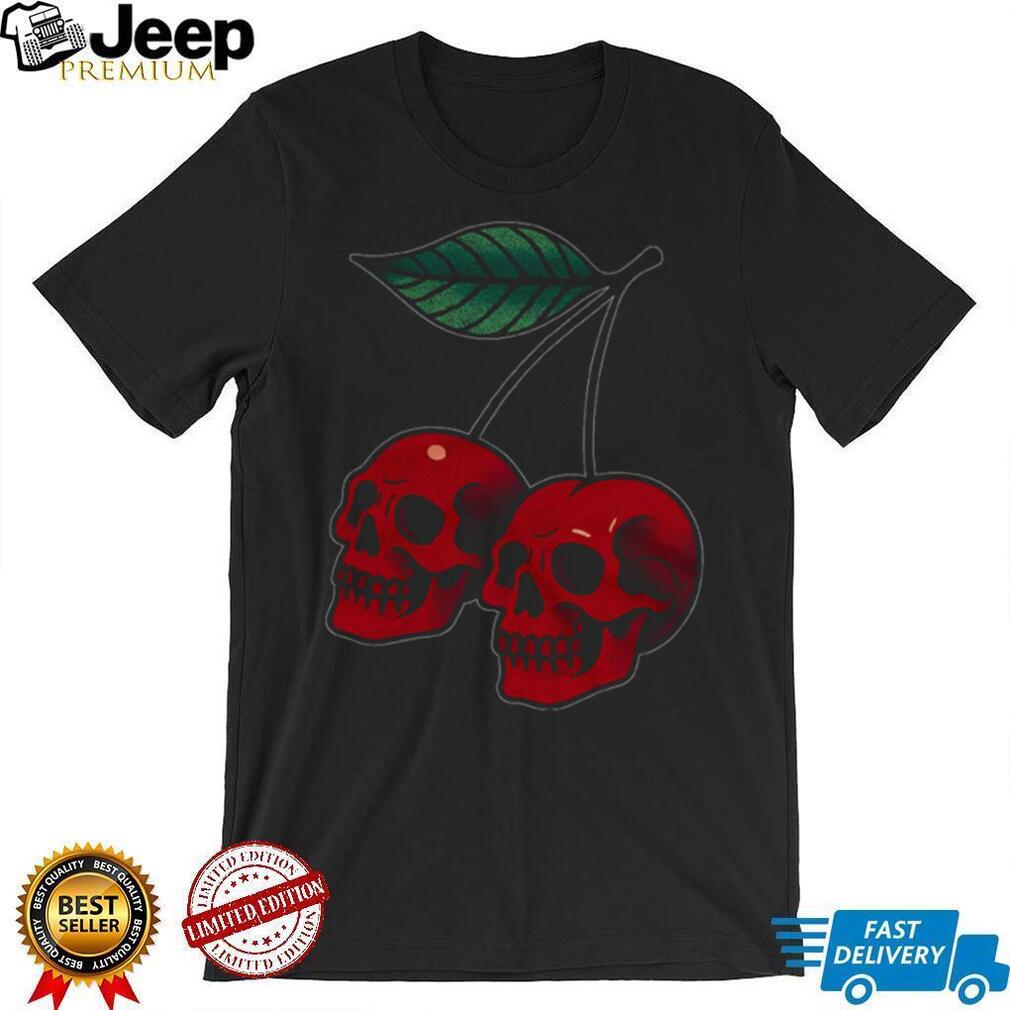 Gothic Skull Cherries Tattoo Style Graphic T Shirt