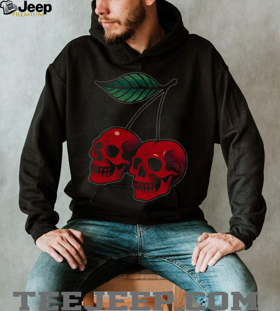Gothic Skull Cherries Tattoo Style Graphic T Shirt