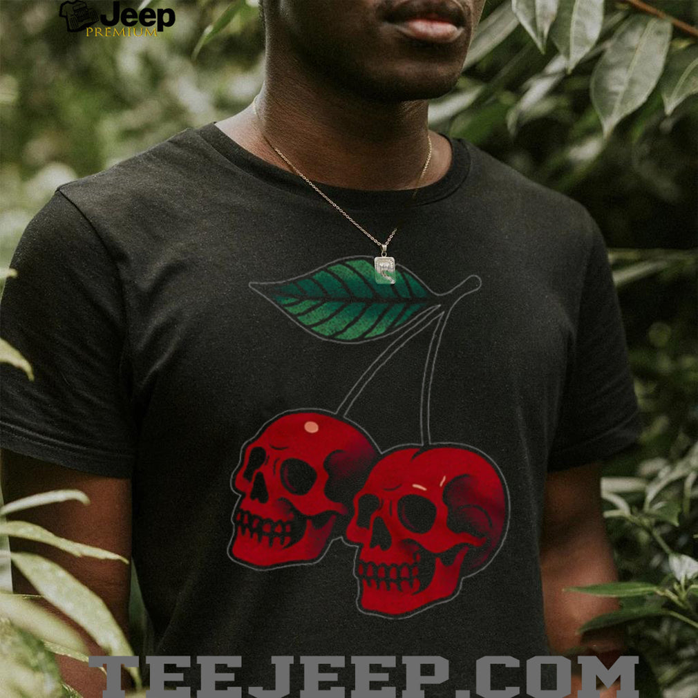 Gothic Skull Cherries Tattoo Style Graphic T Shirt