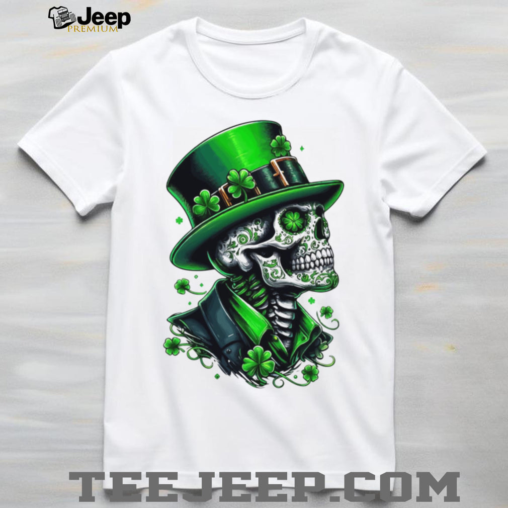 Gothic St. Patrick’s Day Sugar Skull Skeleton with Green Top T Shirt