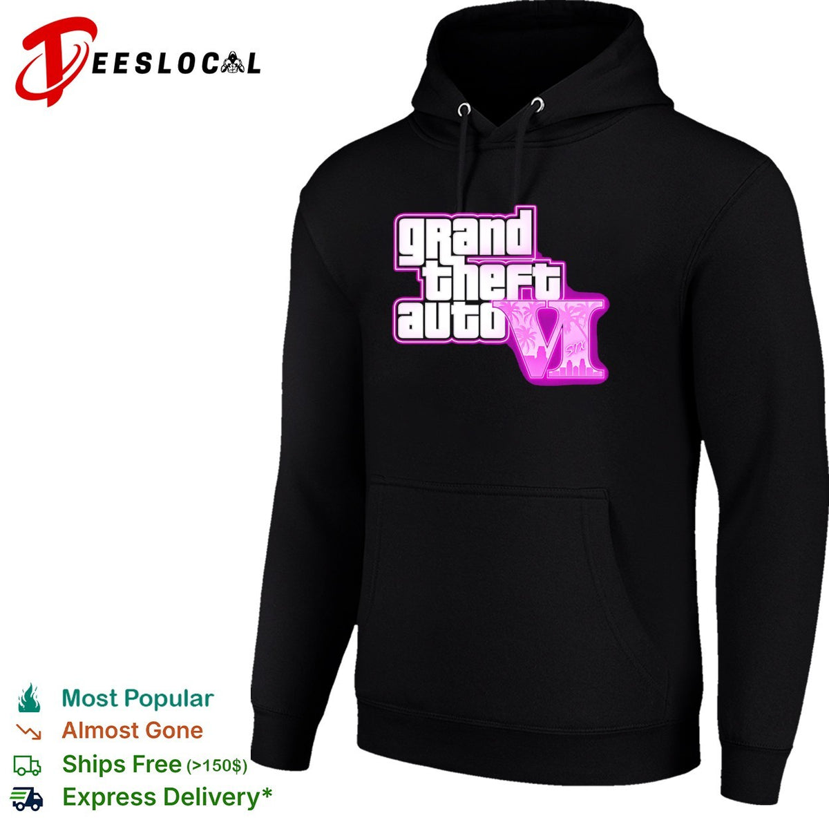 Grand Theft Auto VI video game neon logo six shirt