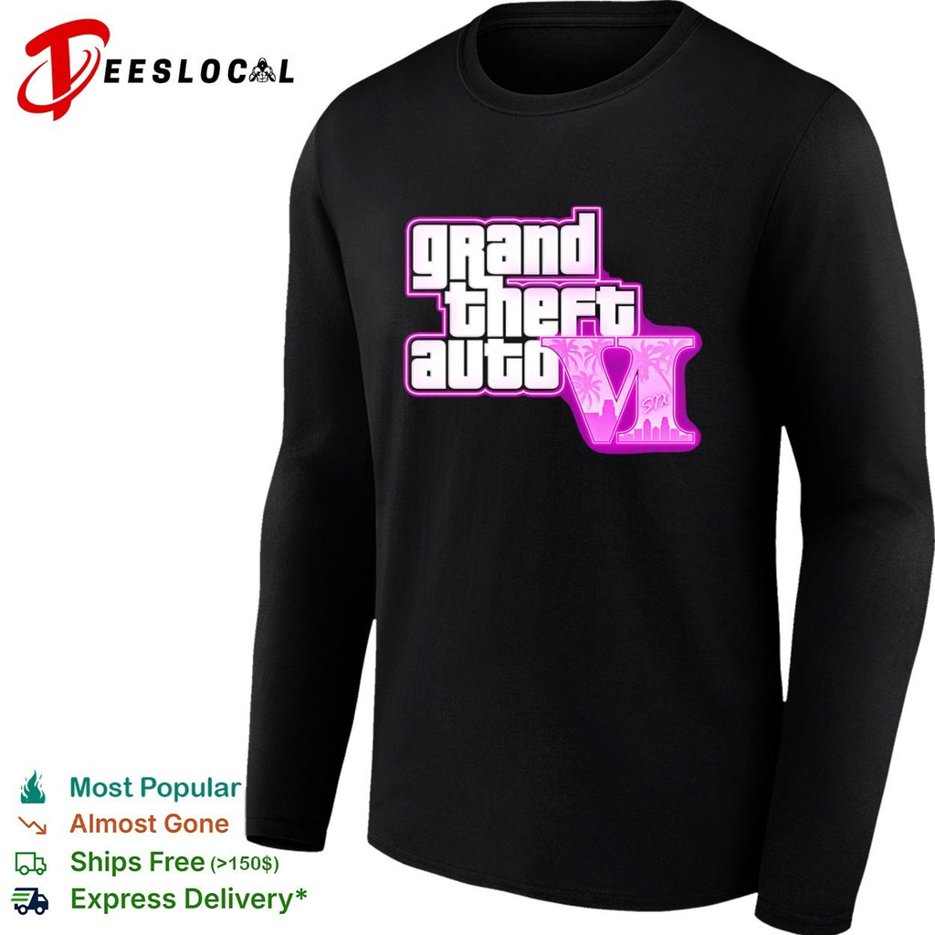 Grand Theft Auto VI video game neon logo six shirt