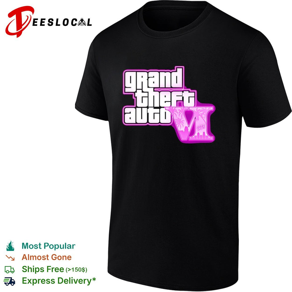 Grand Theft Auto VI video game neon logo six shirt