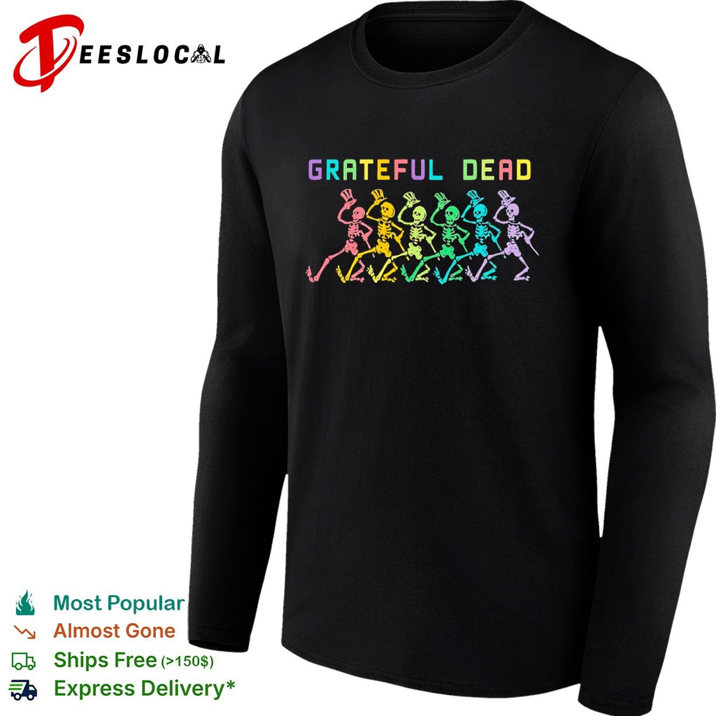 Grateful Dead Dancing Skeletons Rainbow Logo Band Music shirt